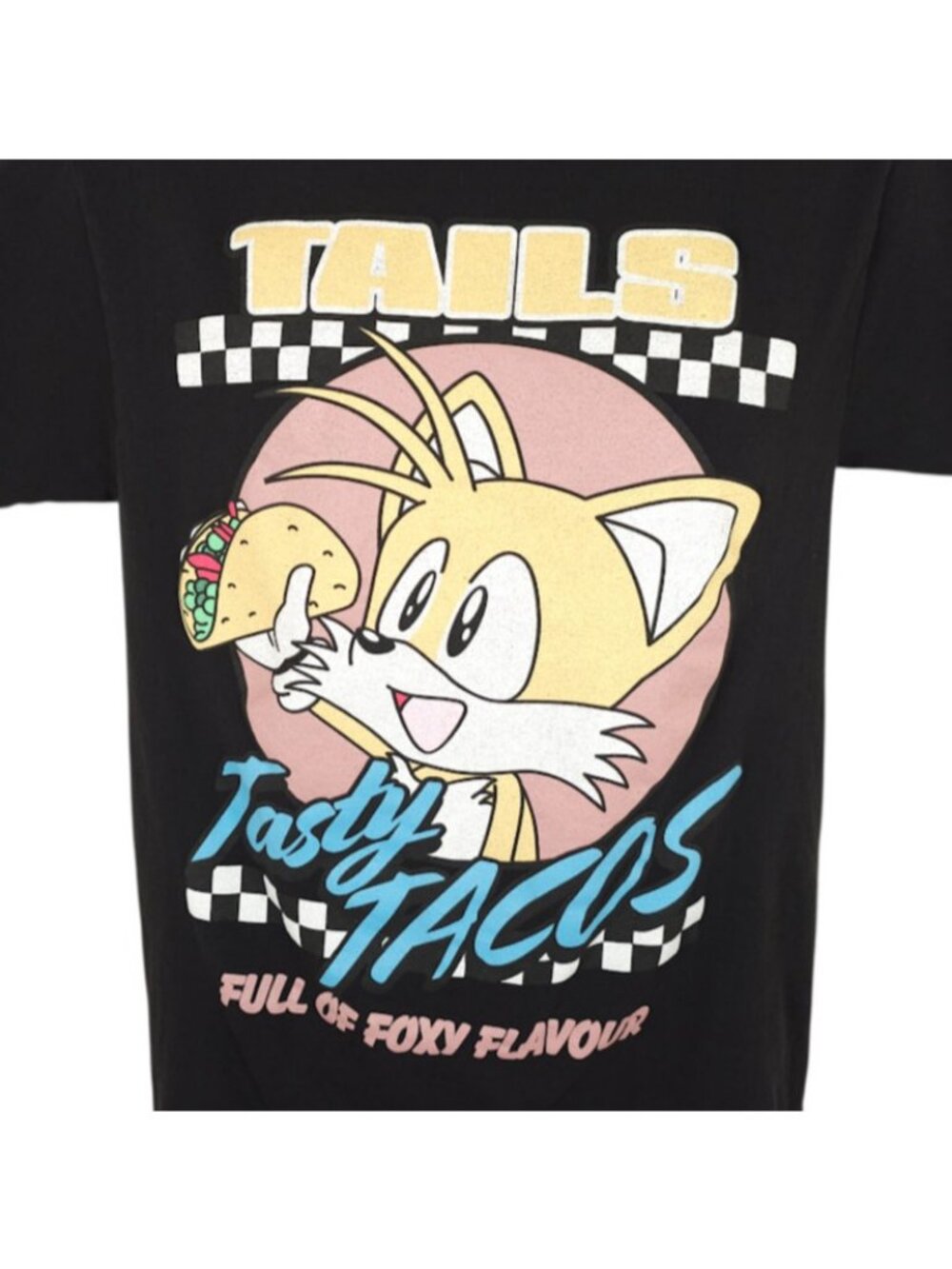 Sonic The Hedgehog T Shirt Mens Size Small Black Tails Tasty Tacos Sega Game